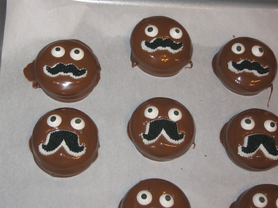 LIMITED AVAILABILITY - Mustache face chocolate covered sandwich cookies
