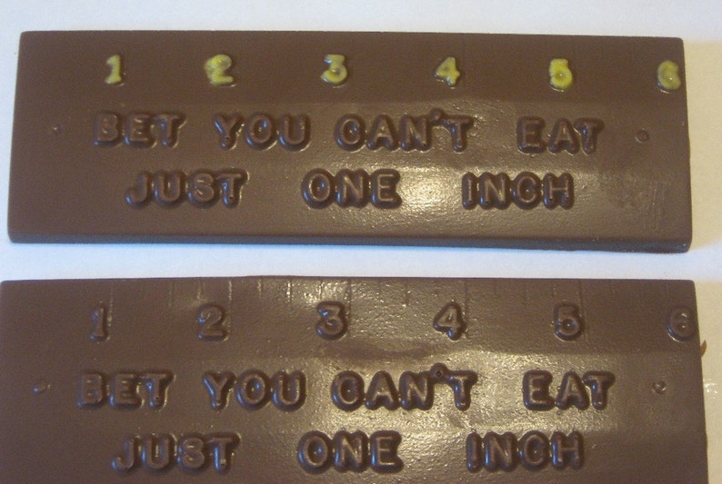 Bet you can't eat just one inch chocolate ruler 6 ct | Etsy