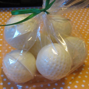 Bag of balls - bag of white chocolate 3D Golf Ball party favors 6 pieces cupcake toppers