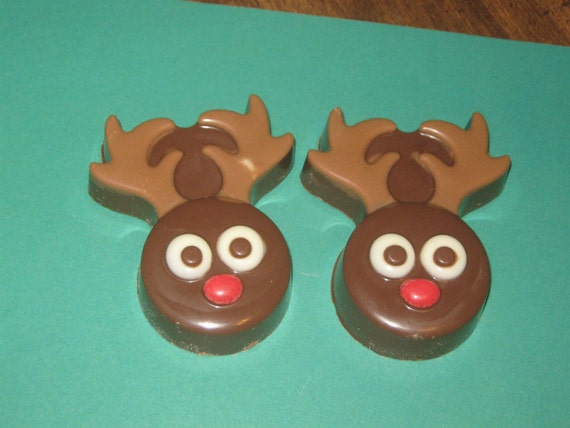 One dozen reindeer chocolate covered sandwich cookie party favors