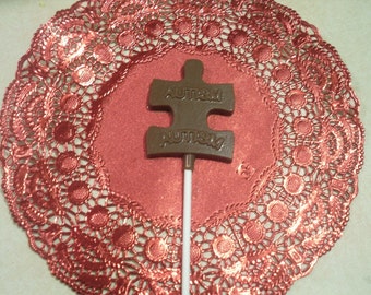 Chocolate Autism Awareness Sucker\/Lollipops