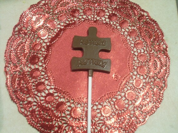 Chocolate Autism Awareness Sucker\/Lollipops