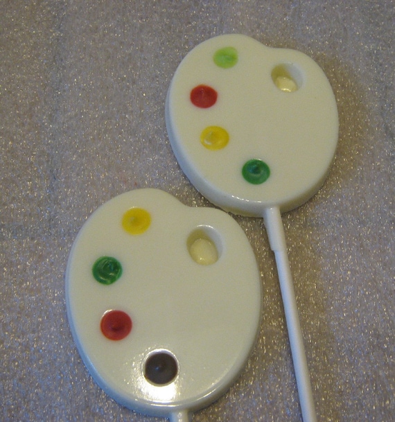 One dozen painters palette lollipops suckers party favors