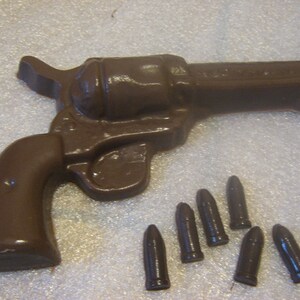 Large chocolate revolver with bullets image 5