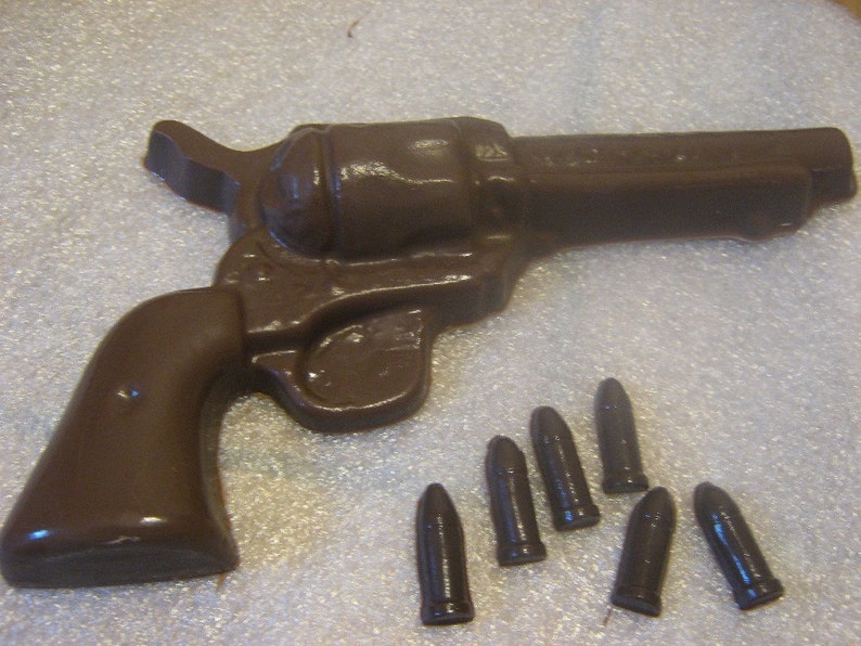 Large chocolate revolver with bullets image 5