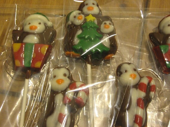 One dozen holiday penguin lollipops