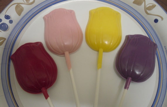 One dozen tulip lollipops