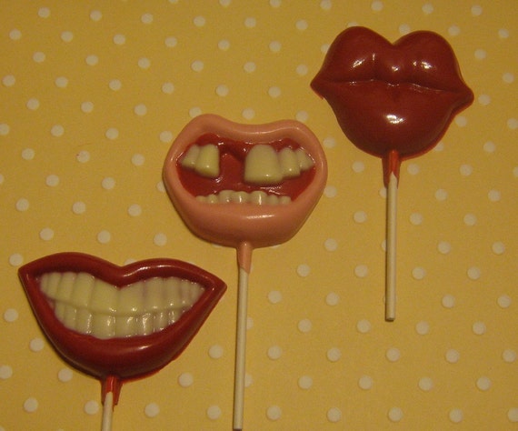 3 piece large crazy mouth lollipop sucker party favors