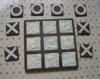 Solid chocolate playable tic tac toe edible chocolate game board