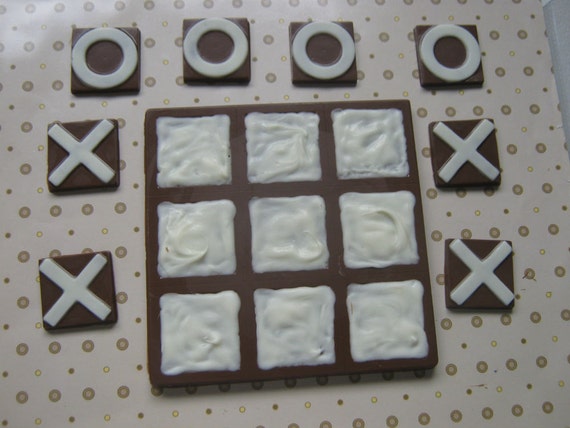 Solid chocolate playable tic tac toe edible chocolate game board