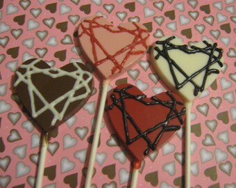 One dozen heart lollipop suckers valentine's wedding anniversary party favors