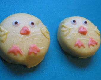 One dozen adorable baby chick chocolate covered sandwich cookie party favors