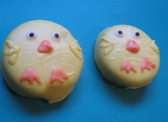 One dozen adorable baby chick chocolate covered sandwich cookie party favors