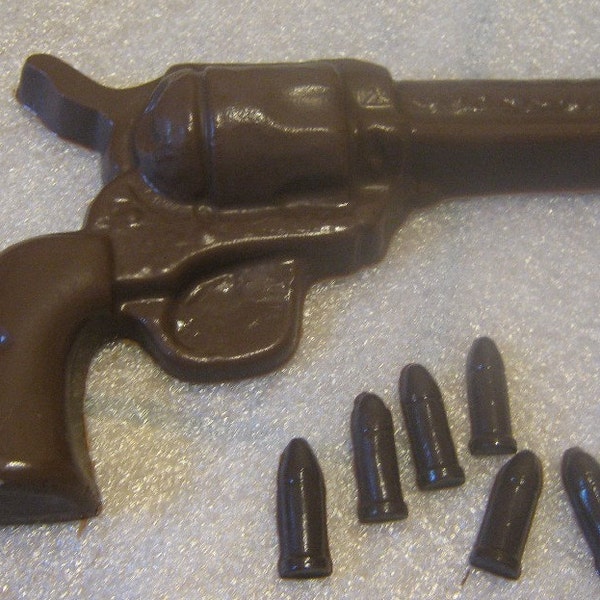 Large chocolate revolver with bullets