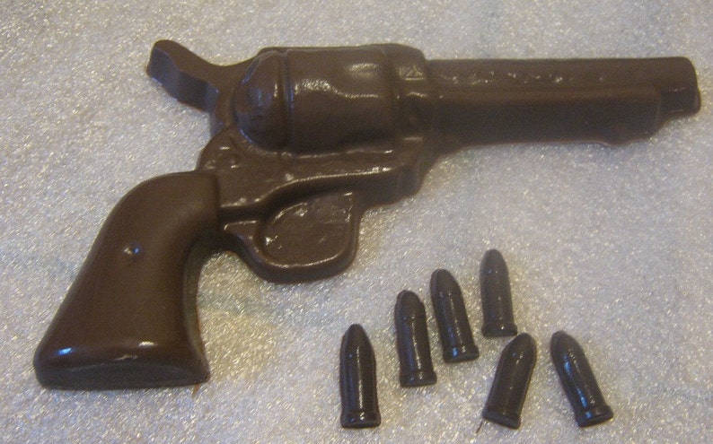 Large chocolate revolver with bullets image 1