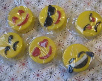 One dozen emoticon chocolate covered sandwich cookies party favors