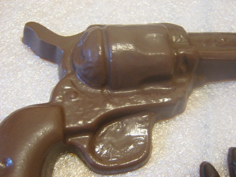 Large chocolate revolver with bullets image 4