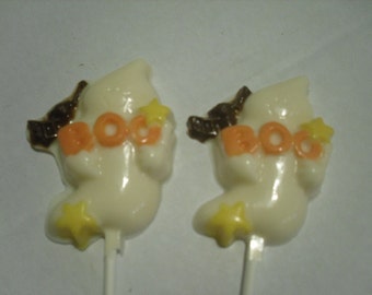 Adorable ghosts with little bats and Boo lollipops  for Halloween