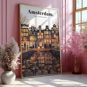 Póster de otoño en Ámsterdam – Descarga digital | Arte de pared retro, impresión de la ciudad de Ámsterdam, póster de viaje, Assouline, decoración del hogar, regalo de viaje