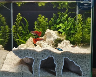 Túnel cueva para sustrato de acuario – Escondite tipo tumba orbital para peces, camarones y reptiles excavadores / Refugio impreso en 3D
