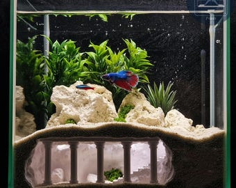 Lost Pillars Grotto Aquarium Terrarium Cave Hideout for Fish Shrimp and Reptiles Ancient Column Tunnel Decor for Aquascaping Tanks