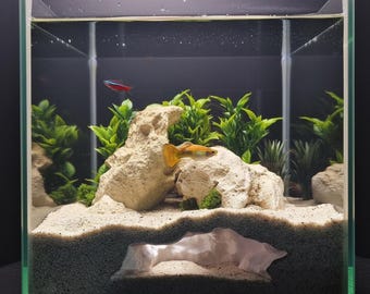 Decoración de paisaje duro para cuevas de túneles de sustrato, refugio subterráneo para esconderse - Guarida Aquaform, cueva Aquascape impresa en 3D