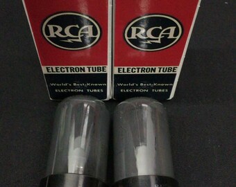Ładna para lamp próżniowych mocy Rca 6V6GT z przydymionego szkła, vintage, testowanych D.9496