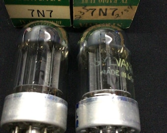 Para lamp próżniowych NOS Sylvania 7N7 Locktal (6SN7 Sub) z czarną płytą J.9465