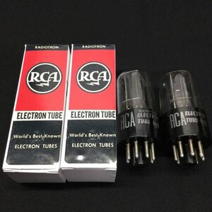 MATCHED PAIR Rca 6SN7GT Support Rod Offset Black Plate Vacuum Tubes O.8644