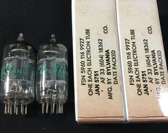 Matched Pair SYLVANIA JAN 5751 (12AX7) Vintage Audio Vacuum Tubes Tested 4.8020