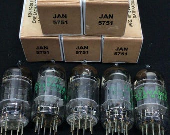 Partia (5) lamp próżniowych audio Sylvania Jan 5751 5751WA (12AX7) przetestowana 7,9400