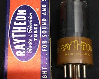 Tubo de vacío para amplificador vintage Raytheon 6V6GTY (6V6GT) con base marrón, nuevo en caja original (NOS NIB), C.9574
