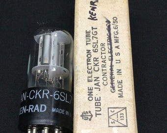 Tubo de vacío con getter D.9586, nuevo en caja original (NOS NIB) Ken Rad Jan Ckr 6SL7GT, chapado en plata y lámina.