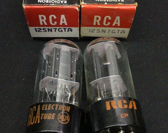 Par emparejado NOS NIB RCA 12SN7GT Placa negra D Getter Tubos de vacío de audio D.9594