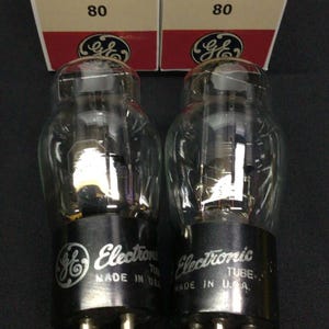 Mach Pair GE Type 80 Coke Bottle RECTIFIER Radio Amp Vacuum Tubes Tested C.1422