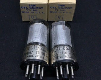 Coppia NOS abbinata di tubi a vuoto con piastra a rete Tung Sol Jan Ctl 6SJ7GT testati A.9495