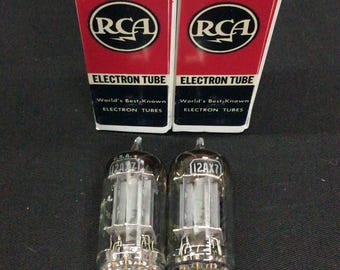Matched Pair RCA 12AX7 Long Plate Sq Getter Preamp Vacuum Tubes Test NOS 4.1384