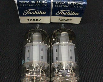 Matched Pair Toshiba Japan 12AX7 ECC83 Vintage Vacuum Tubes Test NOS 10.1365