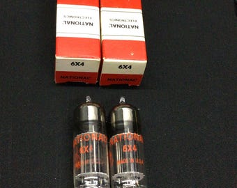 MATCHED Pair NOS Tung Sol made 6X4 (National Label) Vacuum Tubes E.9480