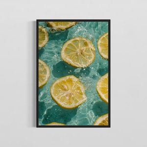 Citrus Wall Print, Digital Download, Fresh Lemon Art, Minimalist Kitchen Decor