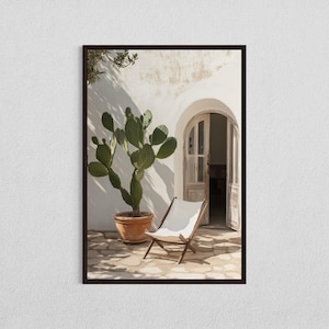 Kaktus Druck, digitaler Download, Boho Kaktus Wandkunst, minimalistisches mediterranes Dekor, Kaktus Fotografie Poster