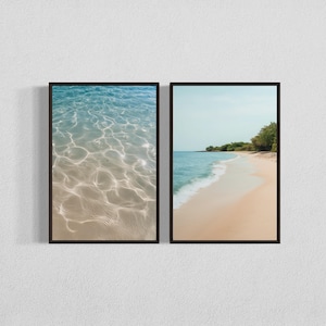 Tropical Beach Wall Art Set: Blue Ocean Coastal Prints (Digital Download)
