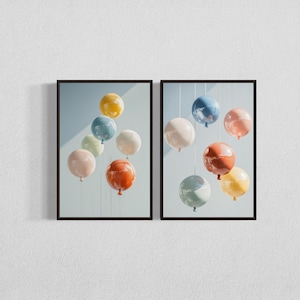 Ceramic Balloons Wall Art, Digital Download, Colorful Balloon Art Set, Playful Modern Decor