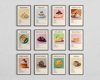 Pastries & Desserts Prints: French Bakery Kitchen Wall Art, DIGITAL DOWNLOAD, AI Generated