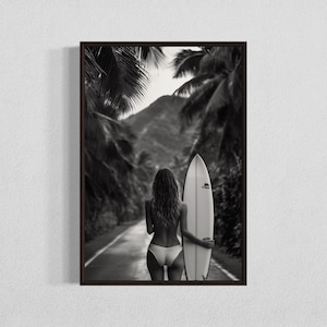 Surfer Girl Print, Boho Surf Poster digitaler Download