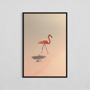 Minimal Flamingo DIGITAL DOWNLOAD, Tropical Bird Wall Art, Modern Coastal Animal Print