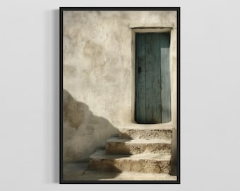 Rustic Blue Door Art Print: Greek Island Decor (Digital Download)