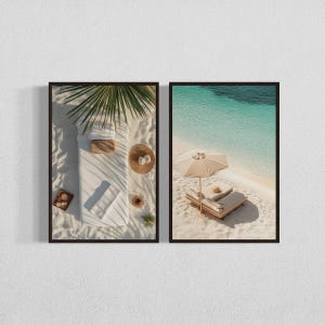 Set of 2 Spa Wall Art Digital Download, Zen Beach Prints, Relaxation Art, Wellness Decor