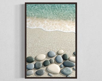 Rocks in Water Digital Download, Coastal Wall Art, Beach Stones Print, Ocean Scene Art