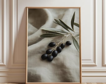 Olive Food Photography Print: Rustic Mediterranean Kitchen Wall Art (Digital Download)